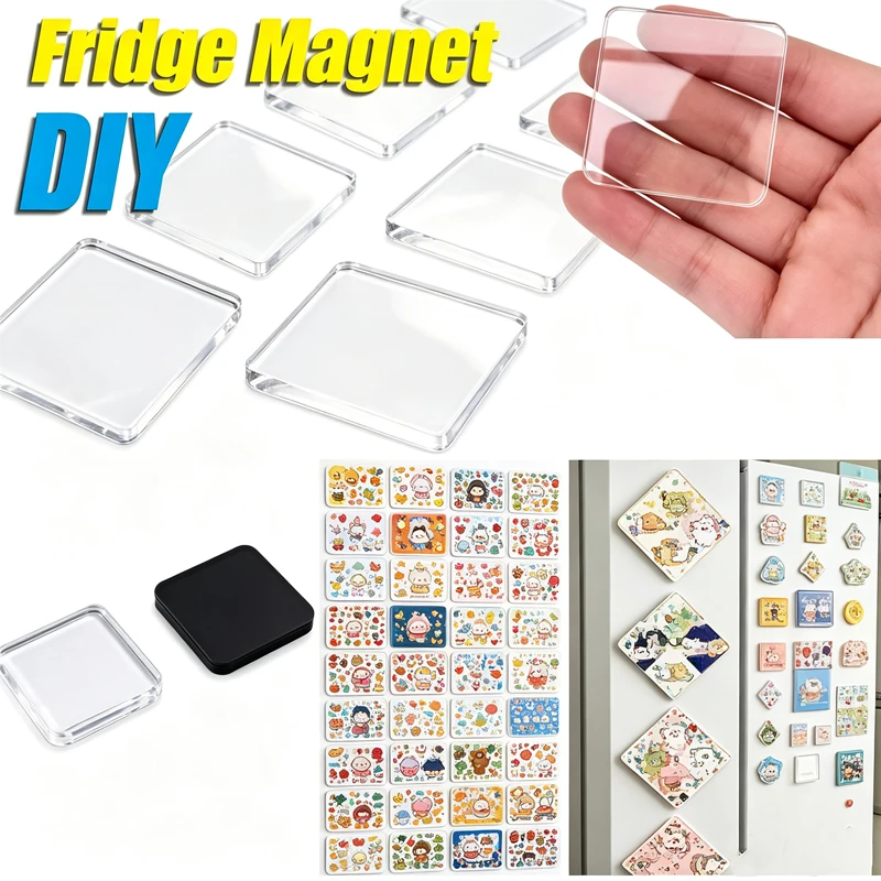Home Decoration Acrylic Refrigerator Magnet, 9-50pcs 5x3cm Rectangle Diy Blank Magnet Kit, Custom Photo Handmade Crafts
