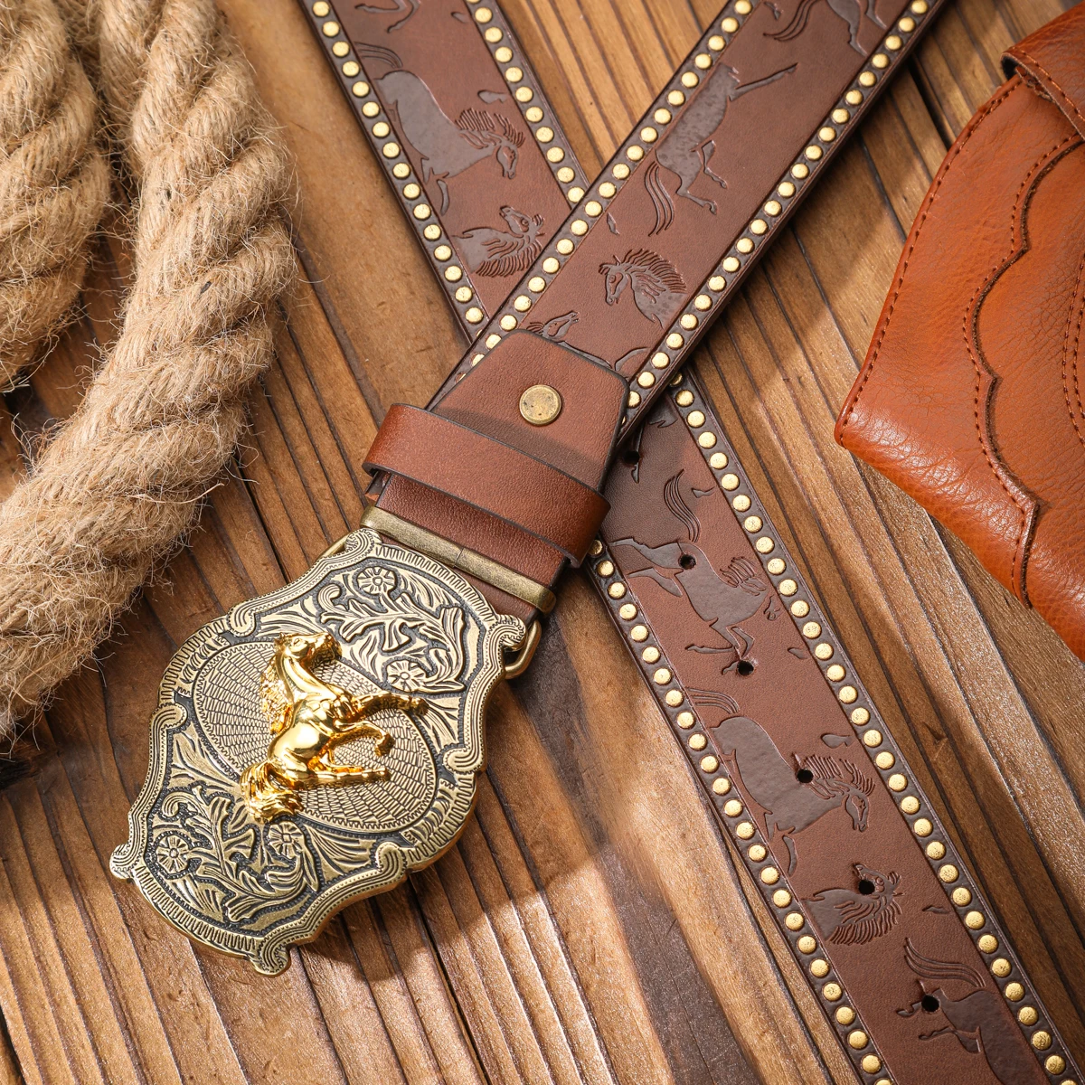 1pc PU Belt Suitable for Both Men and Women, Combining the Style of Western Denim and Retro, Is Perfect for Daily Casual Outings