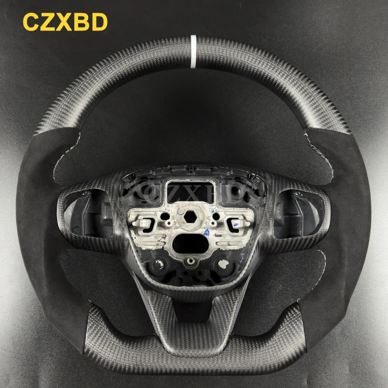 Rode marker geschikt voor Ford Fiesta ST MK8 2021 Focus matzwart koolstofvezel stuurwiel Hoge kwaliteit sportwiel aangepast