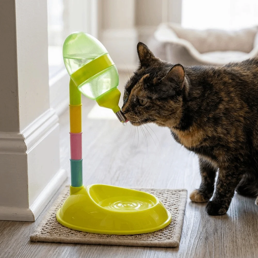 Stackable Segments Pet Water Feeder Detachable Parts Green Base Pet Drinking Bowl Adjustable Height Random Color Parts