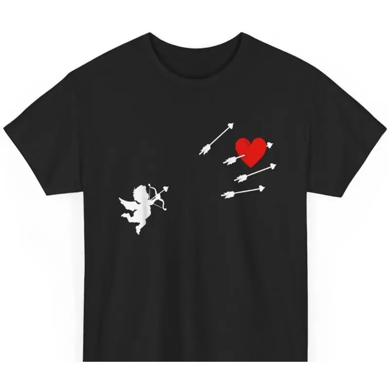 Cupid s Arrow Graphic T Shirt Black Unique Romantic Design