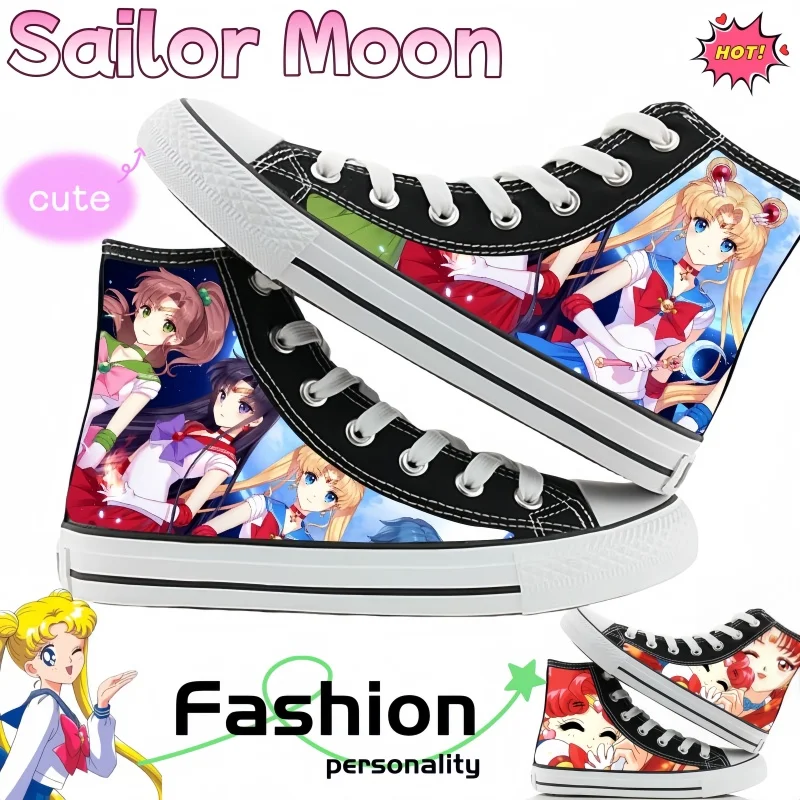 

Sailor Moon Canvas Shoes Cute Cartoon Fashion Printed High-Top Sneakers for Male and Female Students, Casual Birthday Gift