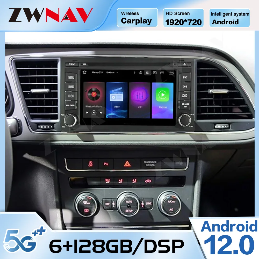 128GB Wireless Carplay Android Player For Seat Leon MK3 2012 2013 2014 2015 2016 2017 2018 GPS Auto Audio Radio Stereo Head Unit