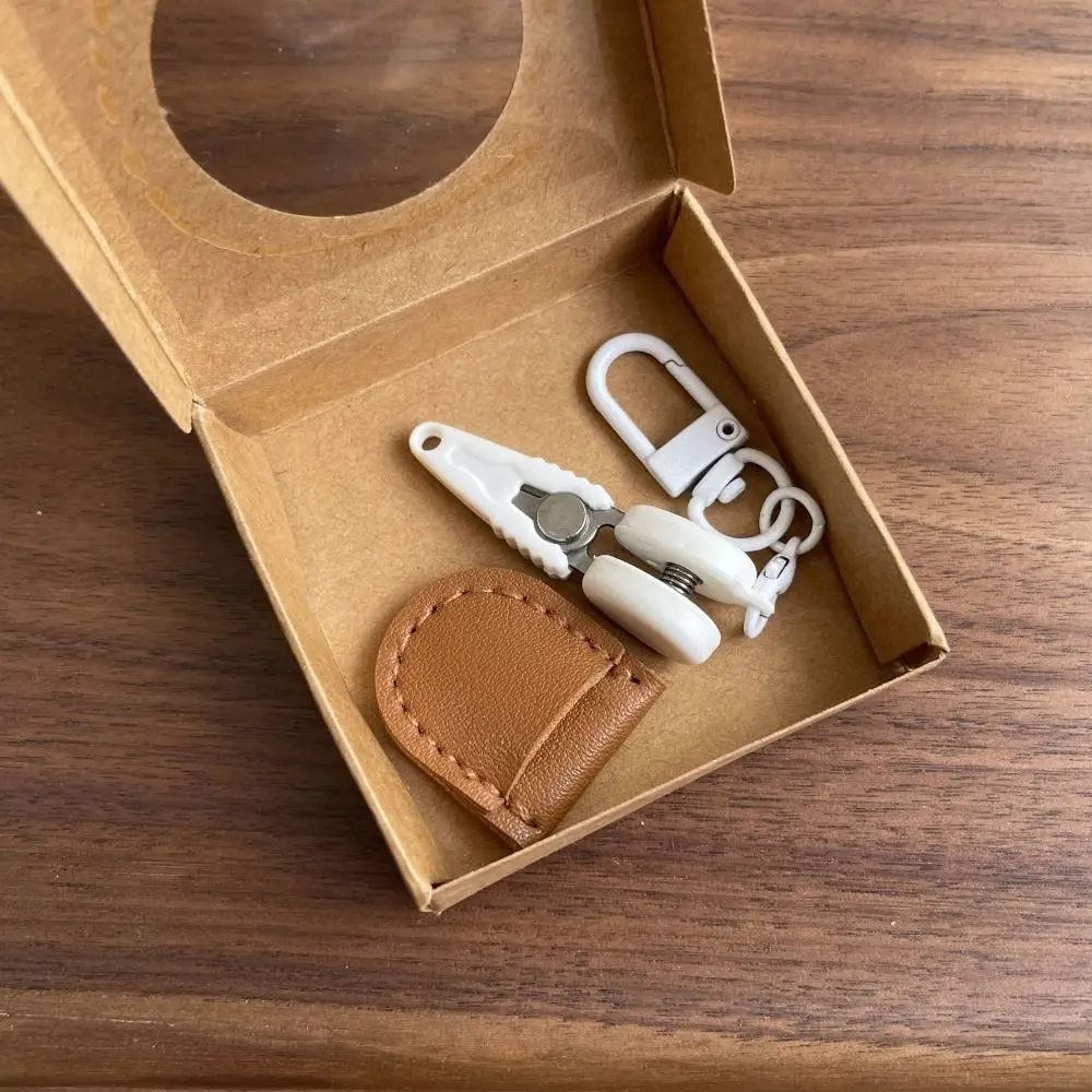 High Precision Art Mini Scissors Colorful Hook Buckle Keychain Design Small Thread Cutting Tool Straight Tip with Storage Box