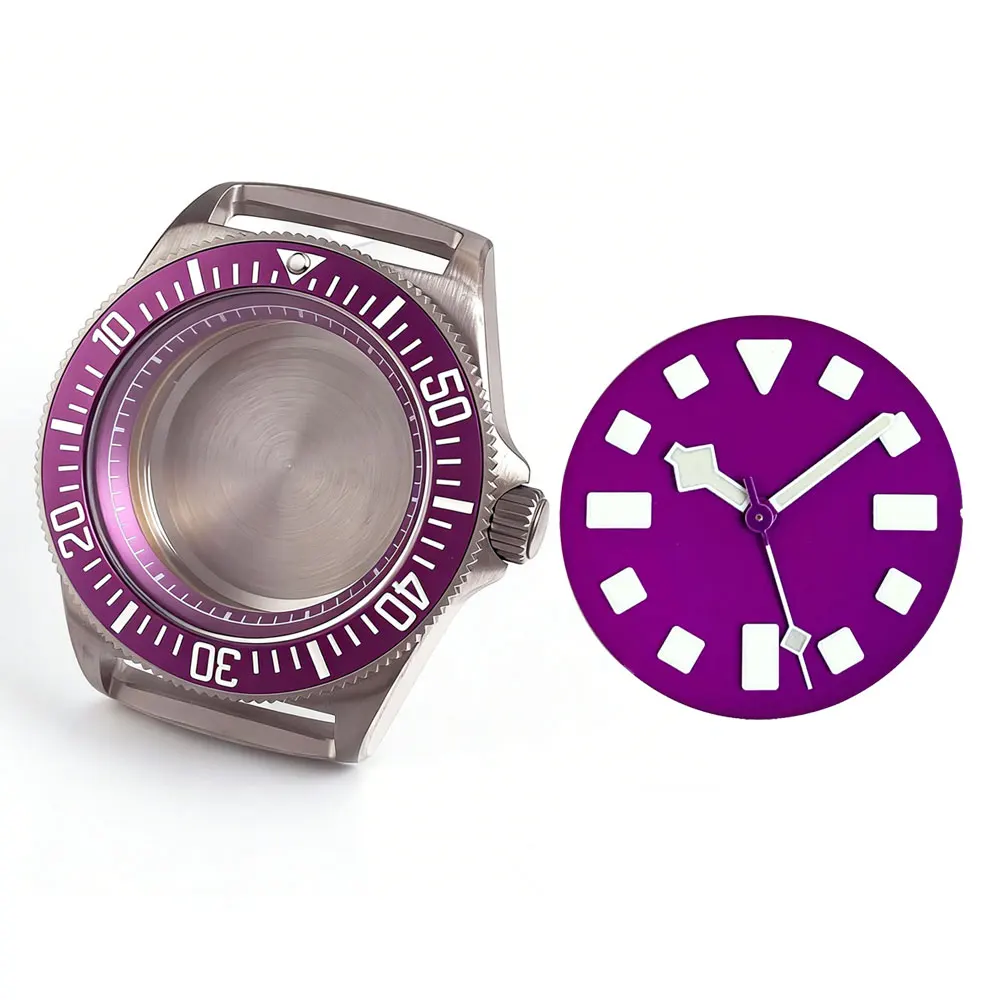 Titanium 42mm FXD Sapphire Glass 20BAR Watch Case Purple/Blue/Green/Black Dial Luminous For NH35 NH36 ETA2824 PT5000 Movement