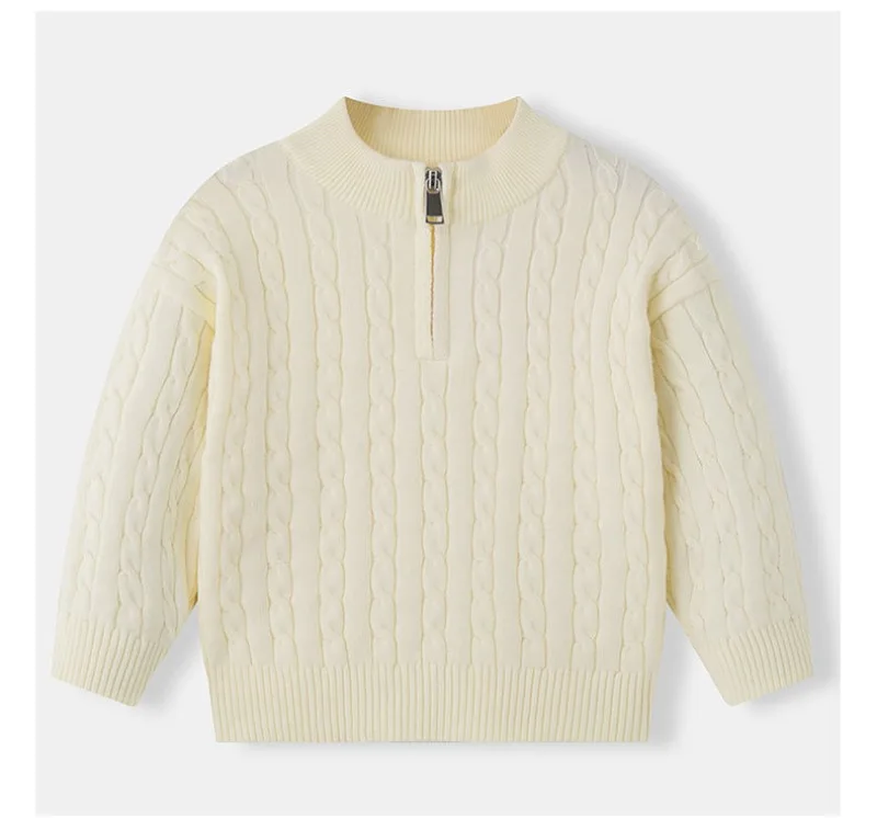 UNITIM Herbst 2-12 Jahre Kinder Jungen Pullover mit Stehkragen, Kinder Jungen Zopfmuster Pullover, einfache Langarm-Oberteile für Kleinkinder und Babys – Detail 21