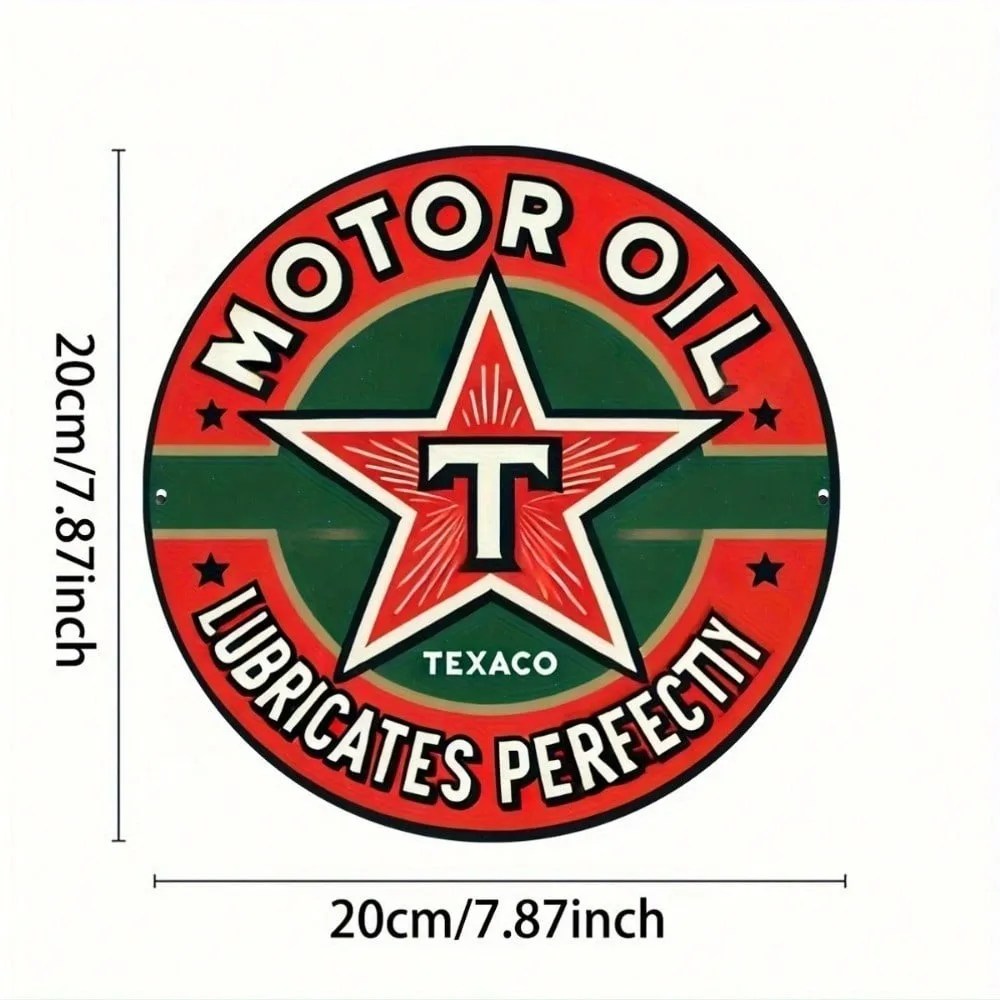 علامة زيت محرك معدني عتيق من تكساكو مقاس 8 × 8 بوصة - لوحة فنية جدارية متينة للمطبخ/البار، هدية عيد الهالوين وعيد الميلاد والعام الجديد #2