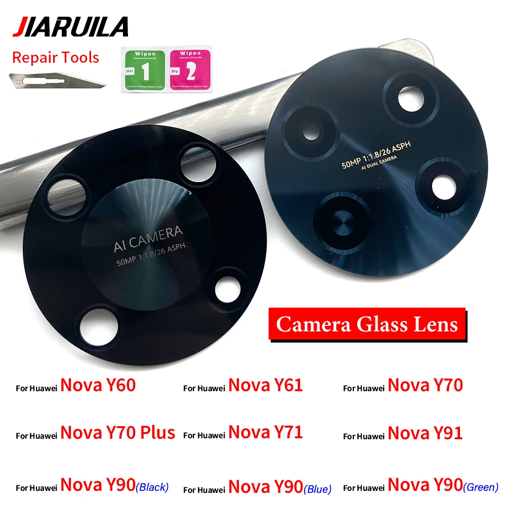 

10Pcs Rear Camera Glass Lens with Adhesive Sticker For Huawei Nova Y60 Y61 Y70 Plus Y70 Y71 Y90 Y91 Back Rear Phone Accessorie