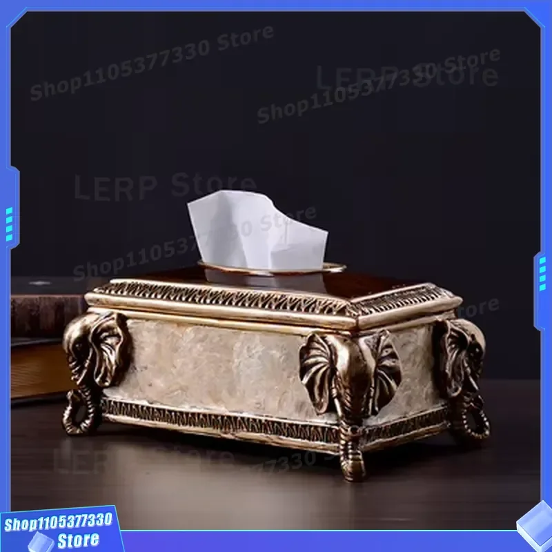 European Retro Style Remote Control Storage Box Multifunctional Organizer for Living Room Coffee Table American Luxury Office