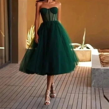 Robe de bal courte en Tulle vert Simple, ligne A, chérie, Co...