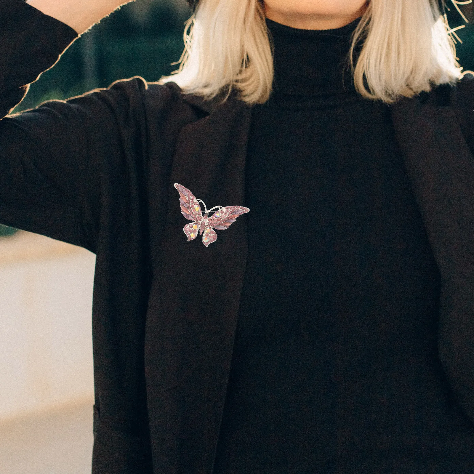 حجر الراين فراشة بروش دبوس ملابس حريمي التلبيب الديكور دبوس معدني ل وشاح شال حفلة الإكسسوارات #2