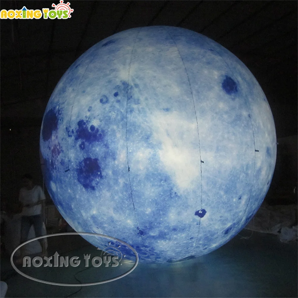 Decoración colgante de 5 pies, Bola de Luna inflable, modelo de satélite Natural de tierra, adecuado para la enseñanza de las ciencias, soplador de luz LED