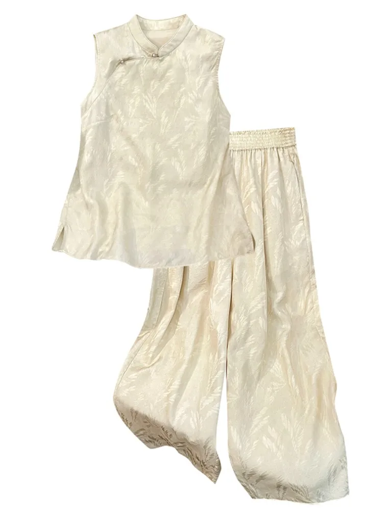 Nieuwe Chinese Sle Nationale Trend Knop Geborduurd Vest Vrouwen Zomer Ontwerp Sensatie Bovenkleding Svel Stand Kraag Top