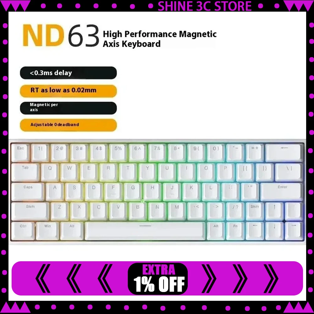 IROK ND63 Pro Magnetic Switch Mechanical Keyboard 8000hz RT0.02mm Keyboard Wired Gaming Keyboard Custom Valorant PC Accessories
