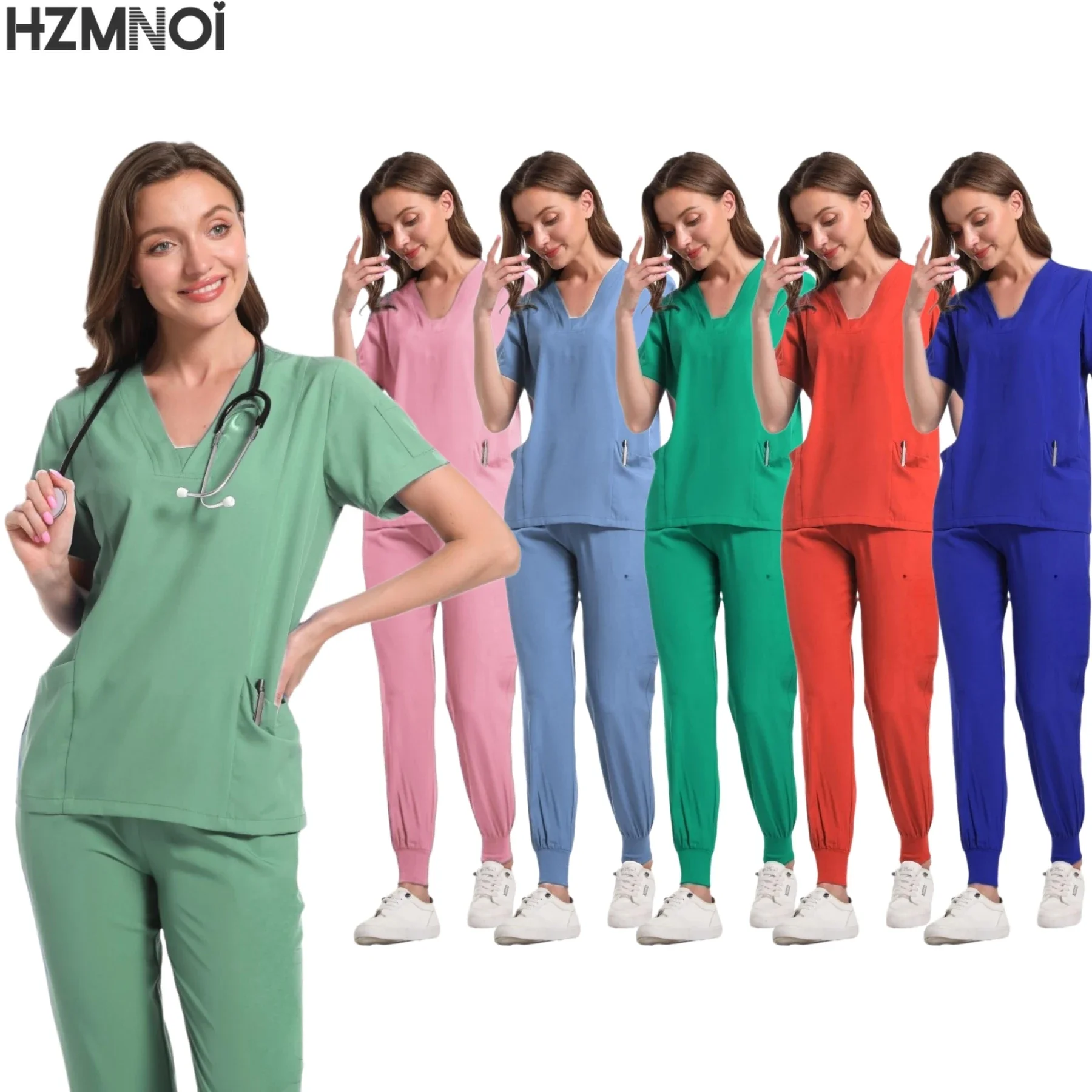 New Scrubs Uniform Multi Short Sleeve Tops Pants Hospital Set Women men Pet Shop Doctor Scrub Medical Surgery Workwear Scrub Kit