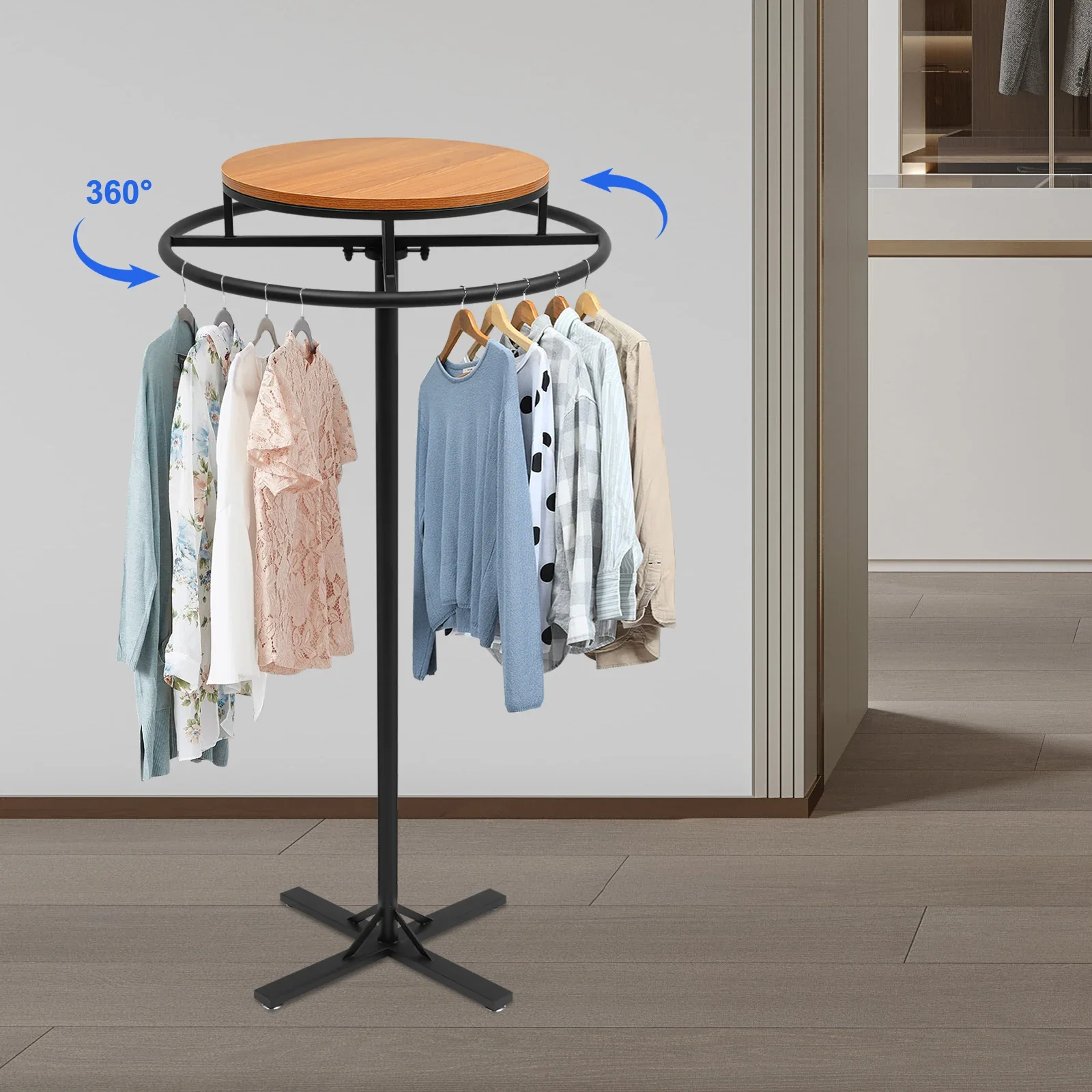 Round Clothing Rack, Clothing Display Rack, Floor-standing Garment Hanging Rack