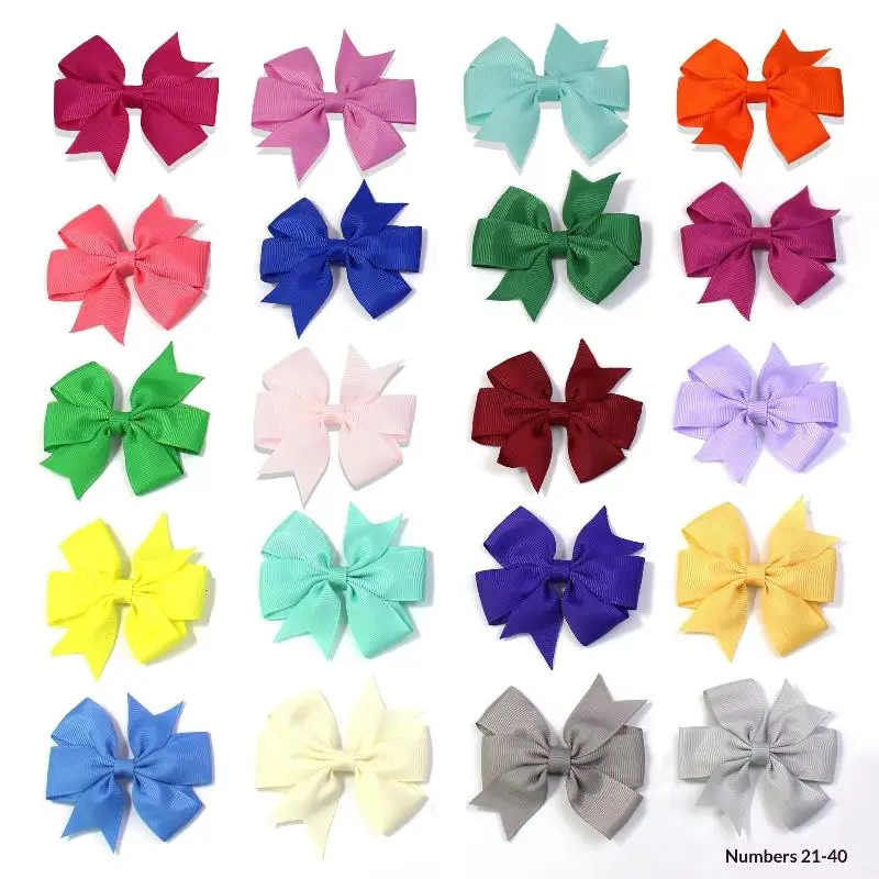 20/40/60 Stück Haaraccessoires Ripsband-Schleifen Haarspangen-Set für Mädchen Zufällige Farbe Schleifen-Haarspangen Kopfbedeckung – Detail 2