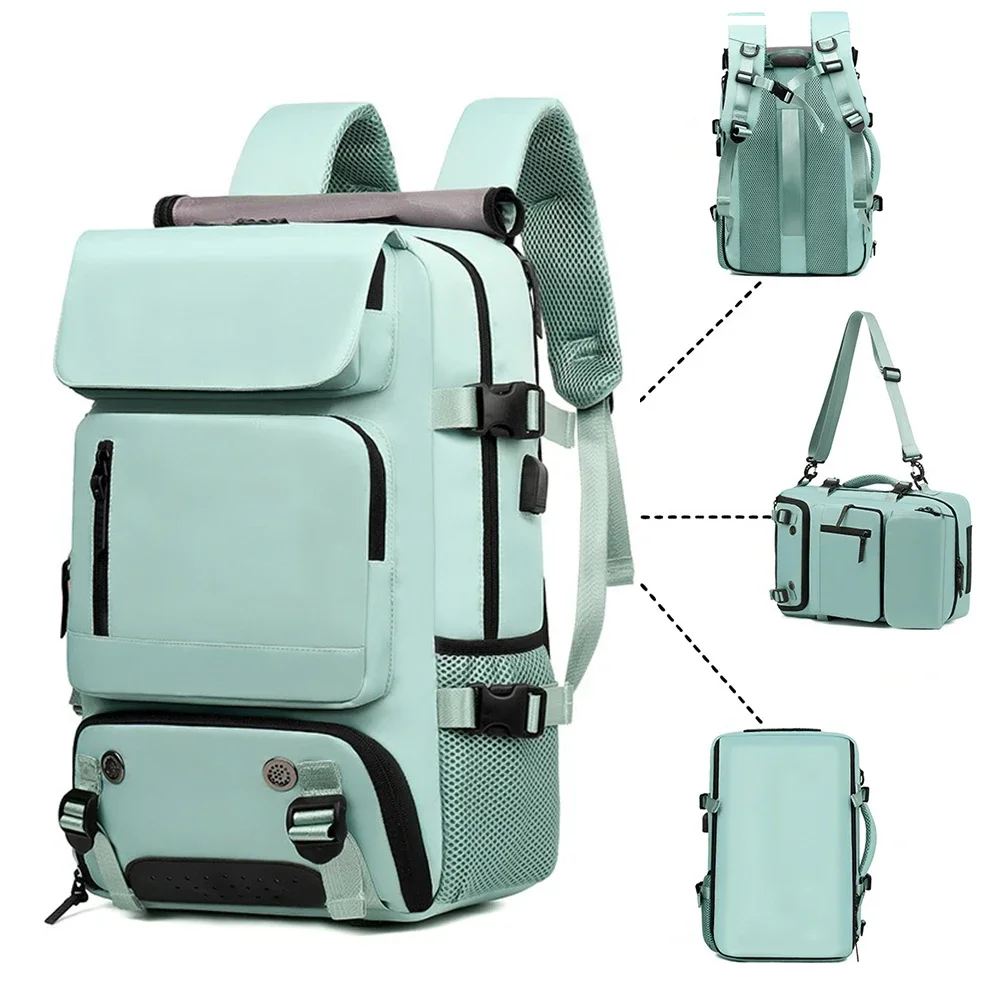 Mochila de Viagem Impermeável para Mulheres, Mochila Laptop de Negócios, Sapato, Porta de Carregamento USB Escondida, Caminhada e Acampamento 16"