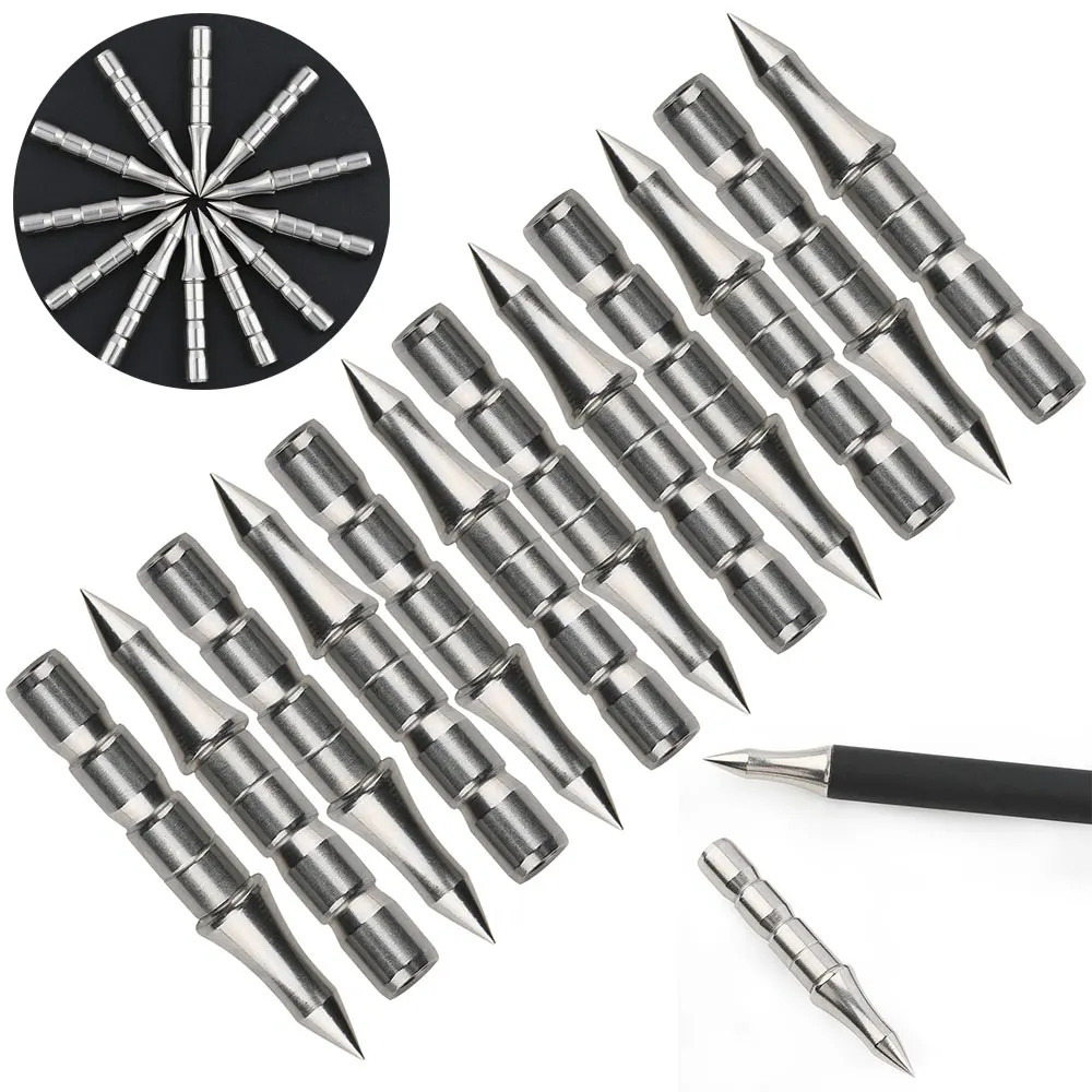 

12/24pcs Archery Arrowhead 100grain Target Tips Stainless Steel Arrow Points ID 6.2mm Arrow Shaft Bow Hunting Shooting Practice