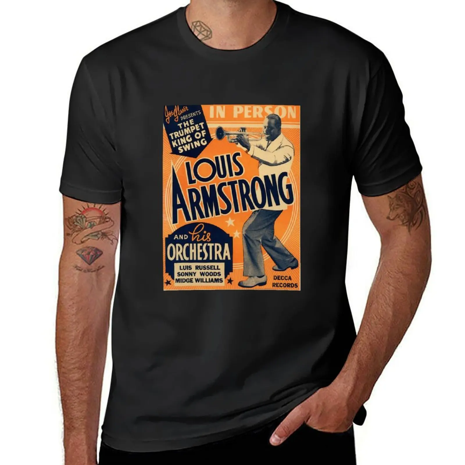 Louis Armstrong Vintage T-Shirt Short sleeve tee shirts graphic tees quick-drying mens vintage t shirts