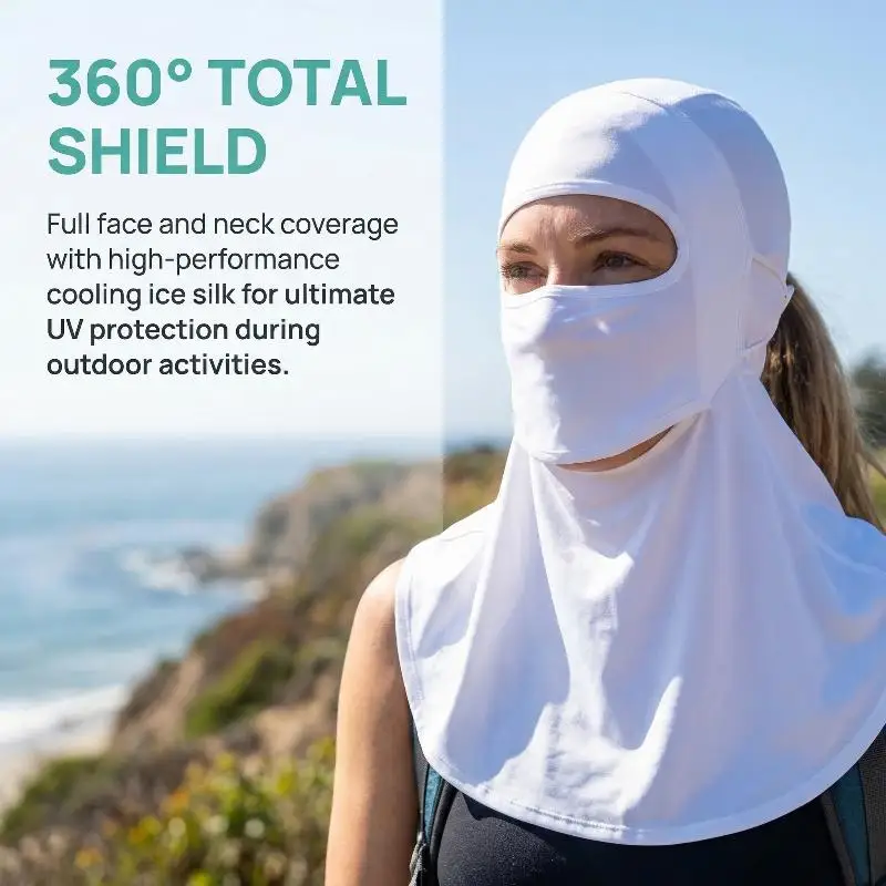 

Full Face UPF50 Plus Ice Silk Sun Protection Breathable Neck Scarf for Outdoor Summer Use