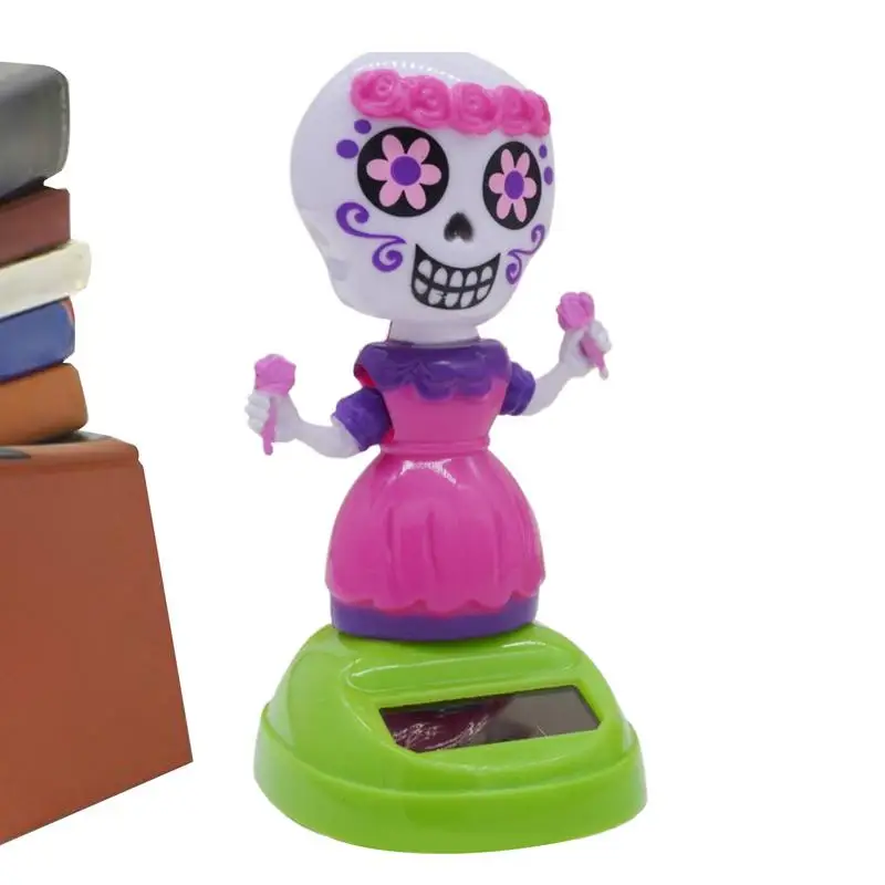 

Solar Toys Swinging Skull Head Car Figurines Weather-Resistant Funny Table Ornament Car Interior Accessories For Truck RV