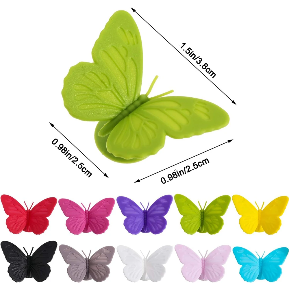 10pcs Silicone beverage glass labels and butterfly labels are suitable for birthday wedding bar party family glass identifiers
