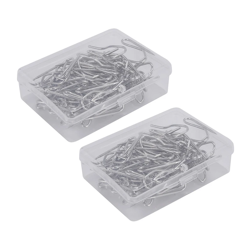 100 Pack Metal Curtain Hooks Drapery Hook Pins With Clear Box For Window Curtain, Door Curtain And Shower Curtain