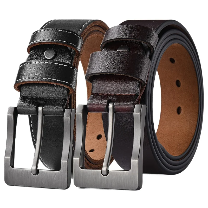 New Retro Smooth Buckle Belt Men's Oversized Leather Pure Cowhide Letter Belt Designer Belts Men High Quality