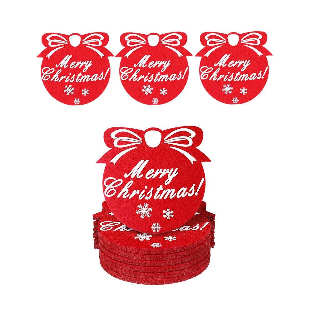 12Pcs Felt Christmas Cup Mats Heat-Resistant Xmas Pattern Cup Bowl Pads Table Decoration Christmas Coaster Heat-Resistant Mat