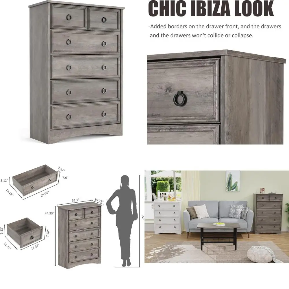 modern 6 drawer dresser, dressers for bedroom, 44.33