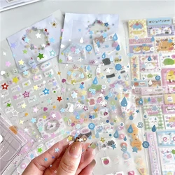 8pcs Retro Glitter Stickers Transparent PET Cut Film Toploader Scrapbooking Kawaii Journal Stickers Deco Stickers