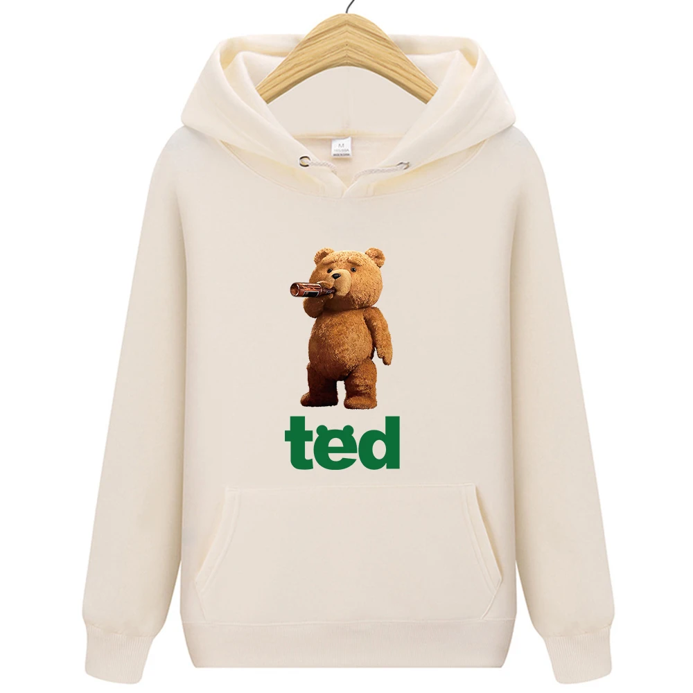 

Funny Cartoon Pattern Beer Teddy Bear Print Hoodie Men Hip Hop Warm Sportswear Fleece Pullover Streetwear Casual Street Hoody