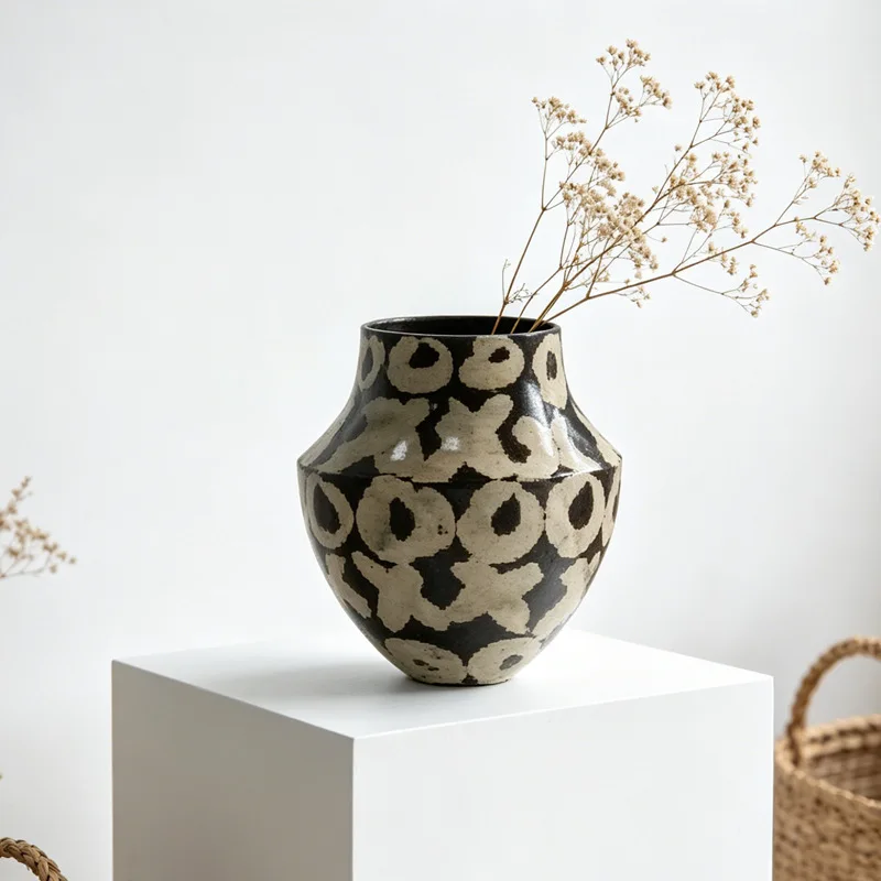Medieval Handmade Ceramic Vase Pottery Pot Flower Arranger Ornament