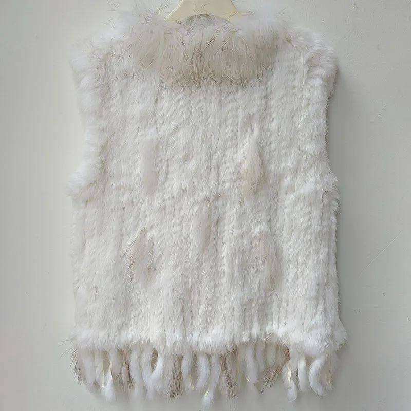 2025 Autumn Knitted Real Rabbit Fur Vest Women Warm Winter Genuine Fur Gilets Female Causual Genuine Fur Waistcoat
