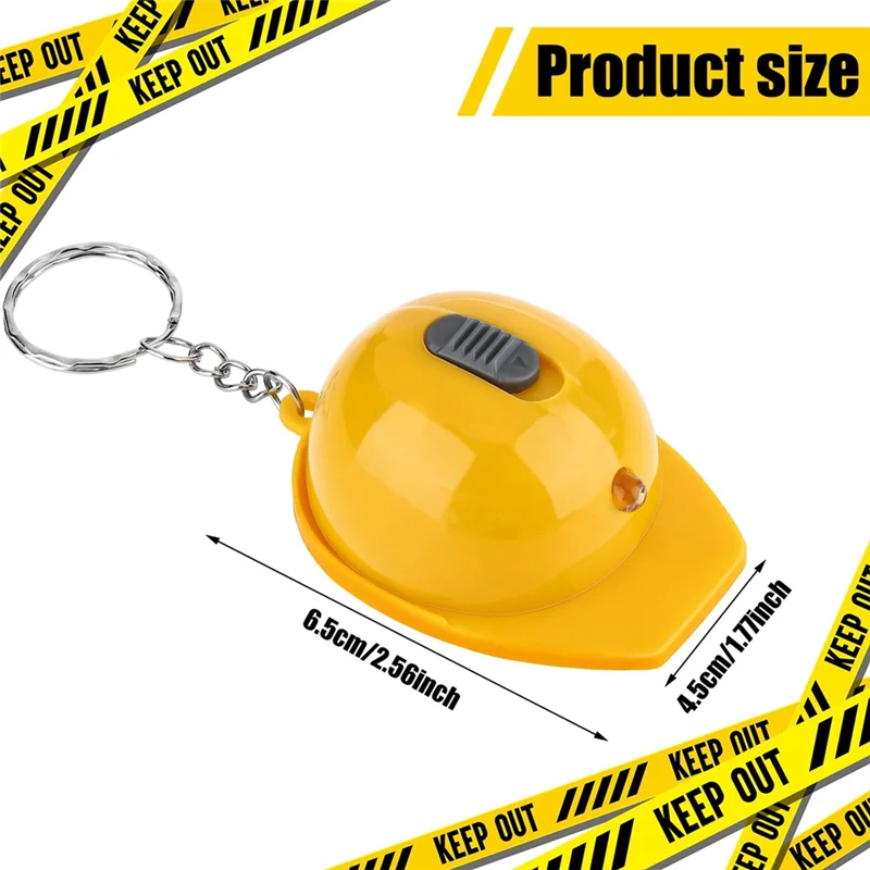 ABRE-12Pcs piezas de construcción Mini linterna llavero casco de construcción en miniatura linterna pequeño sombrero de seguridad llavero