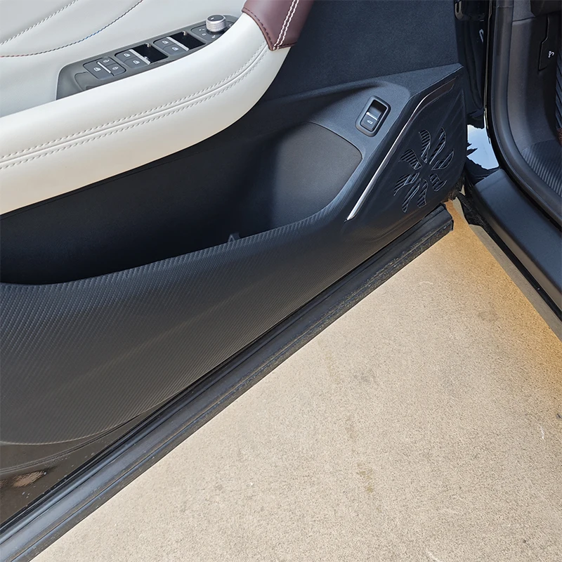 

For Renault Grand Koleos 2024 2025 2026 Car Door Anti Kick Pad Carbon Fiber Leather Texture Anti Dirt Protective Sticker