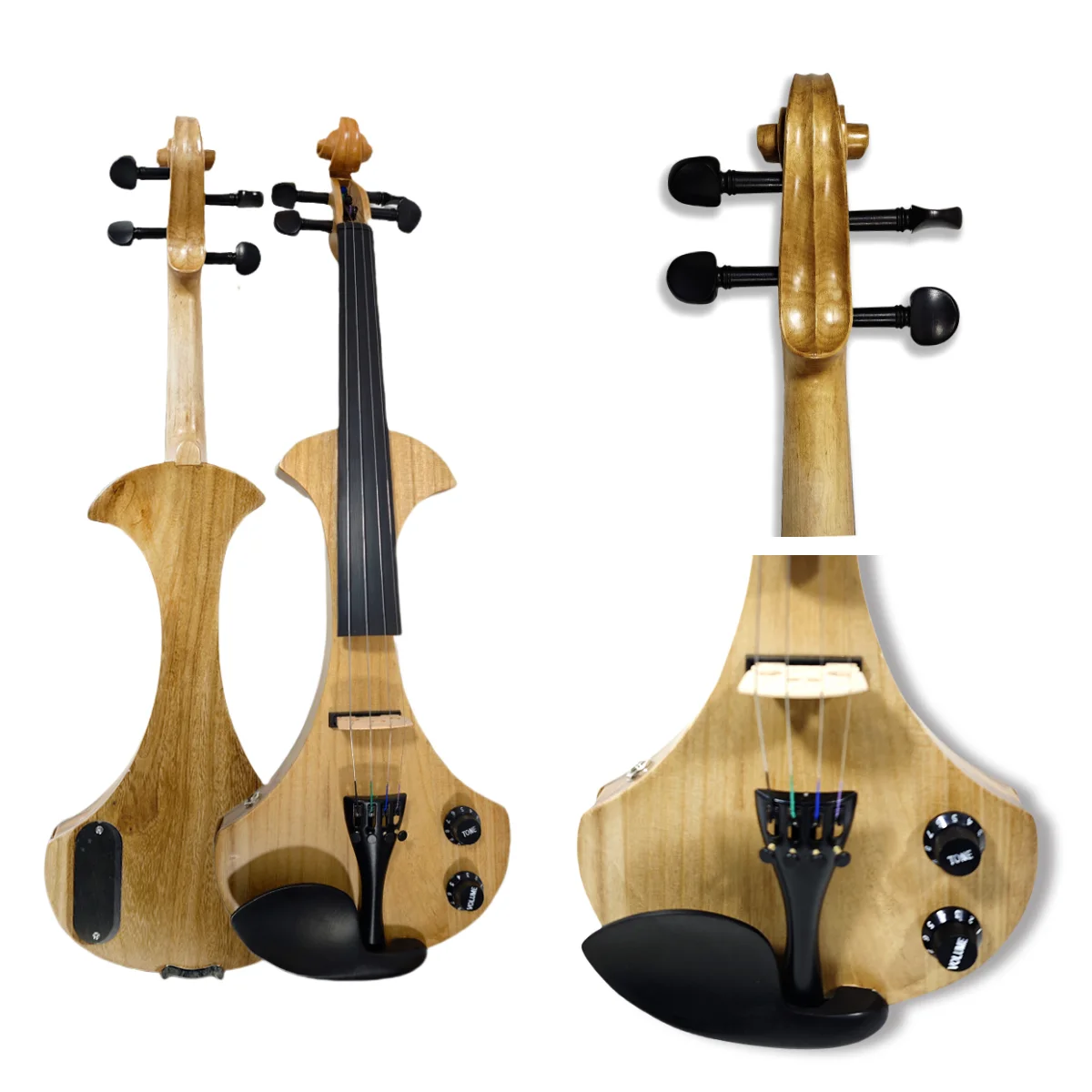 4/4 Full Size 4 string Electric Violin New Ebony Wood Fretboard Brazil wood Bow Hard Shell Violin Case with Backpack Straps