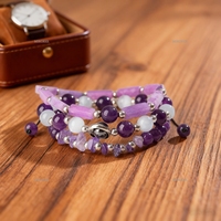 3pcs Natural Stone Bead Bracelet Set, Adjustable Unisex Men's and Women's Jewelry Elastic&rope Woven Wrist Accessories