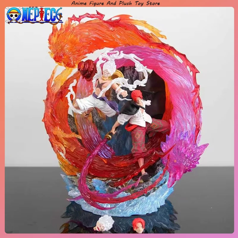 

23cm One Piece Manki Red And White Red Hair Nika Luffy Shanks Gk Double Headed Anime Statue Model Ornament Collectibles Toys Gif