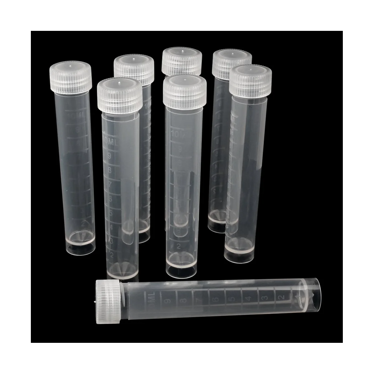 100Pcs 10Ml Lab Plastic Freeze Test Tubes Vial Seal Cap Container for Laboratory School Educational