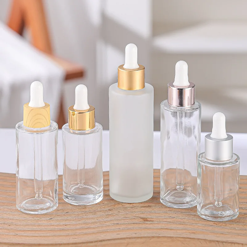 

Frosted Glass Dropper Bottle 20-100ml, Straight Shoulder Essential Oil Serum Container for Skincare