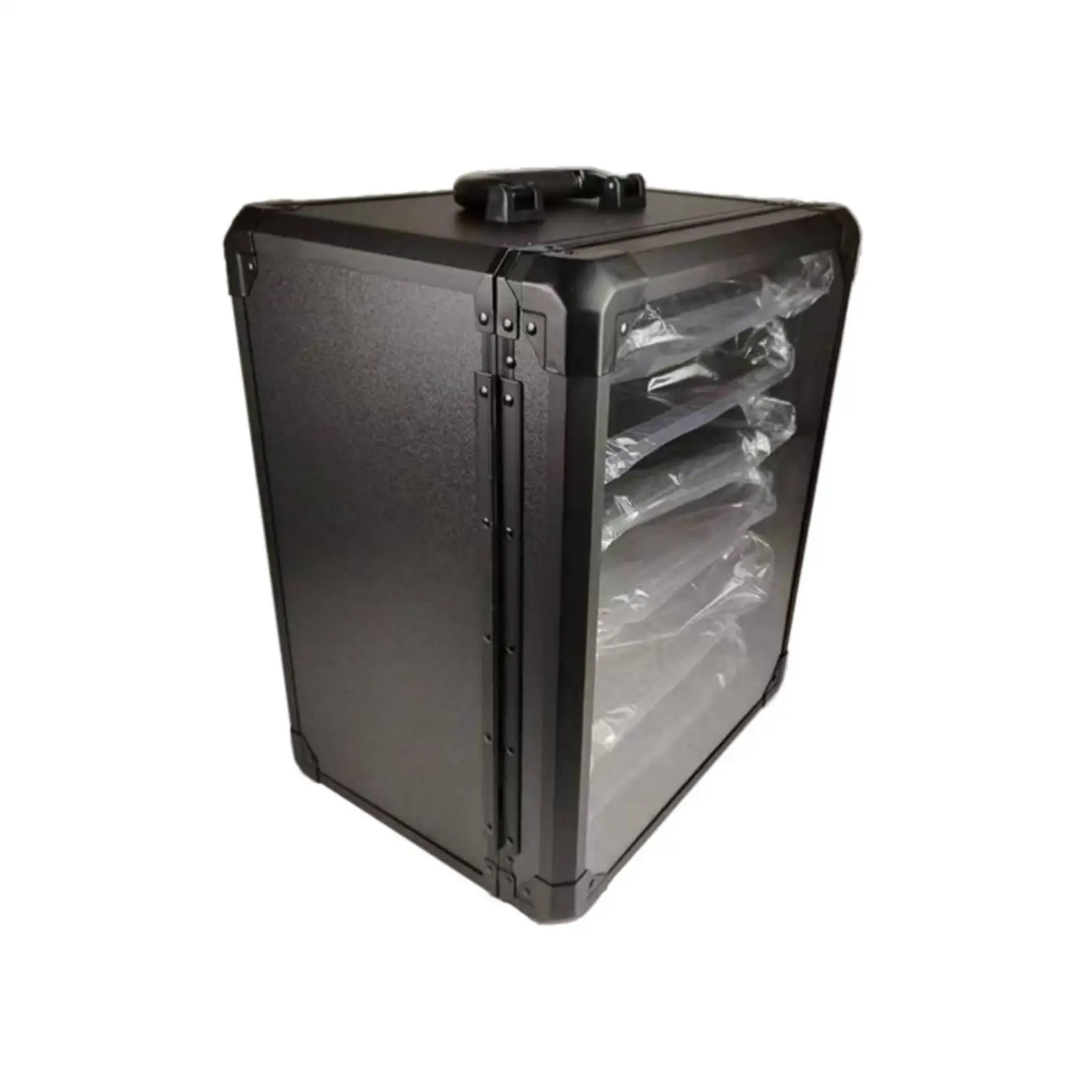 Rigid Display Case with Handle | Transparent, Portable Cabinet with Shelves, for Home Storage