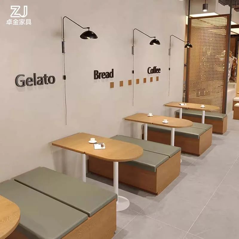 Catering Noodle Restaurant Wall Card Seat Sofa Backless Bench Cafe Snacks Dessert Milk Tea Shop Table and Chair Combination
