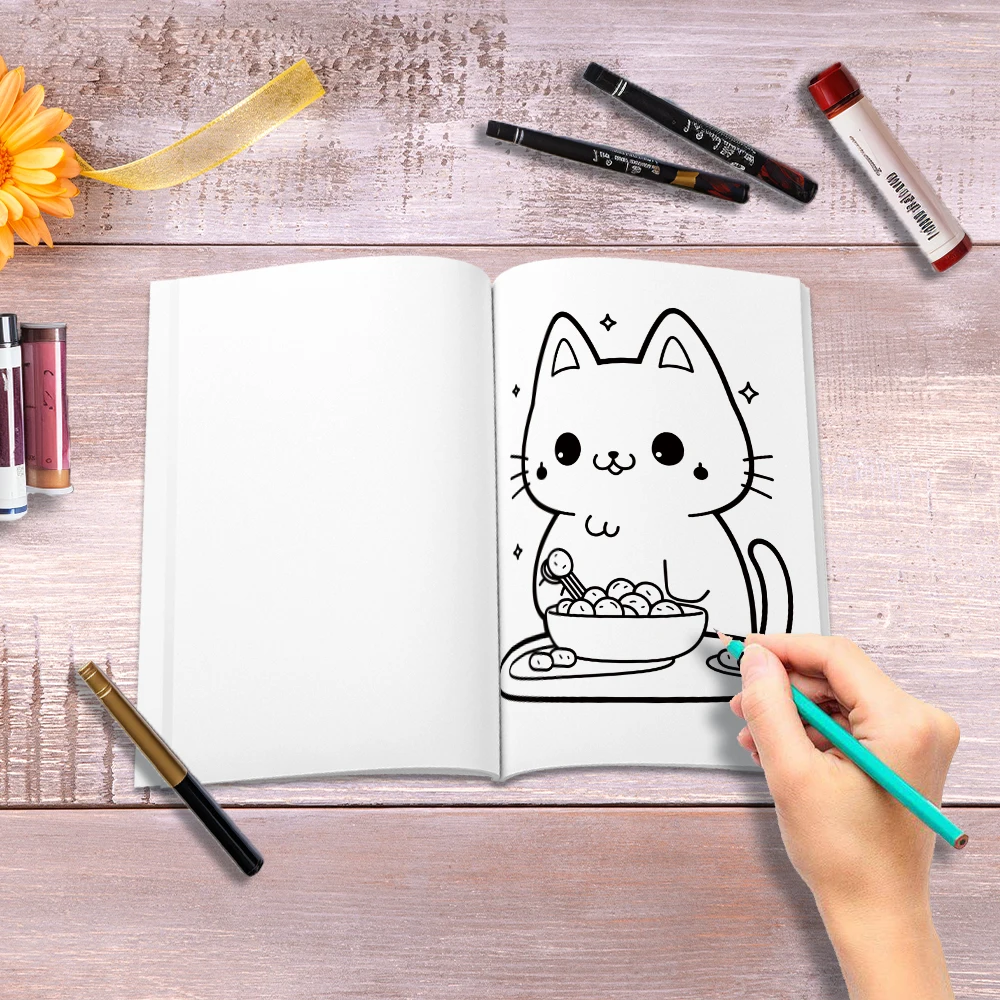 1 buah, buku mewarnai kucing lucu, buku mewarnai remaja, 30 pola berbeda, kertas tebal 100gsm, penghilang stres, hadiah ulang tahun