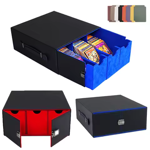 Large Capacity Card Storage Box Holds 1000+ Trading Cards PU Leather Handheld Card Deck Box for MTG TCG Baseball Sport Cards