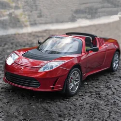 1:24 Tesla Roadster Alloy Sports Car Model Diecasts Metal Toy Racing Vehicles Car Model Simulation Sound and Light Gift