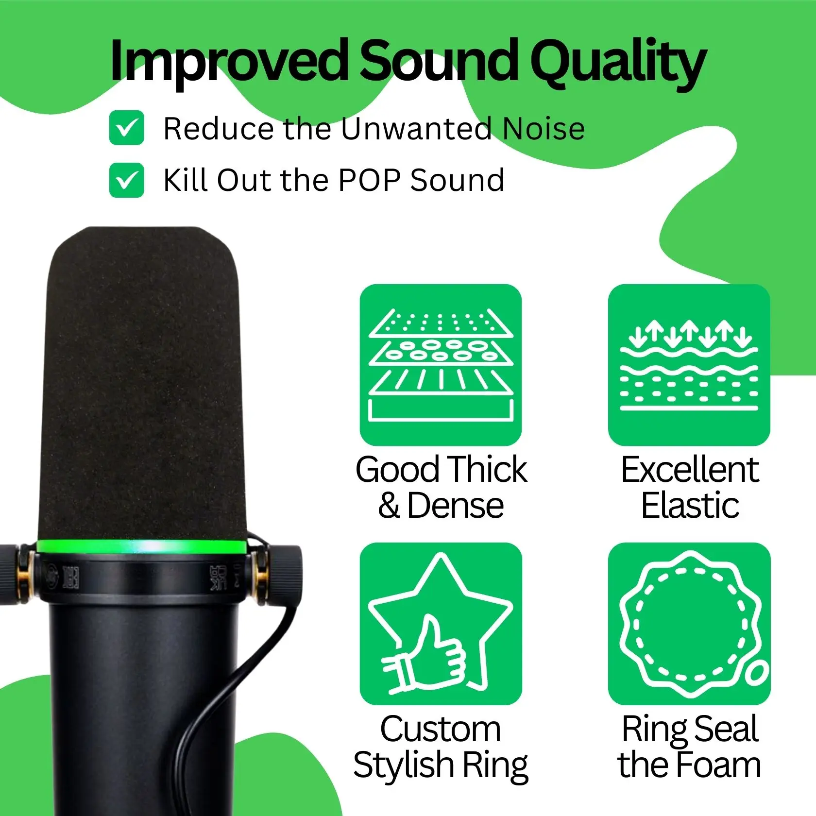 SM7B Copri microfono in schiuma con anello di fissaggio per filtro pop Shure SM7B MV7 (verde, blu, giallo, rosa, rosso, viola, bianco, viola)