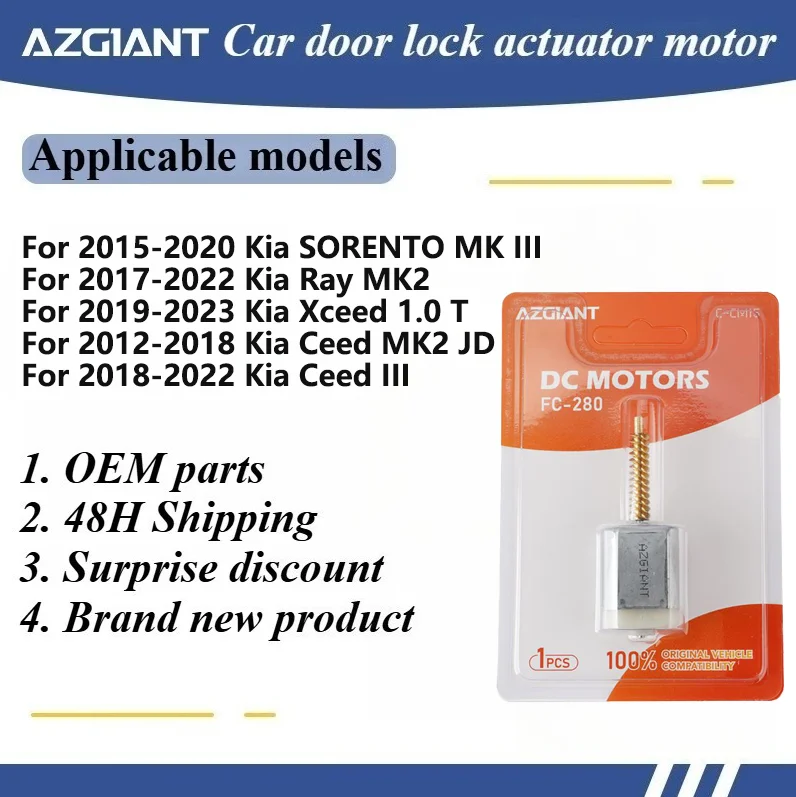 AZGIANT Car door lock actuator motor for Kia SORENTO MK III/Ray MK2/Xceed 1.0 T/Ceed MK2 JD/Ceed III Front/Rear Door Lock
