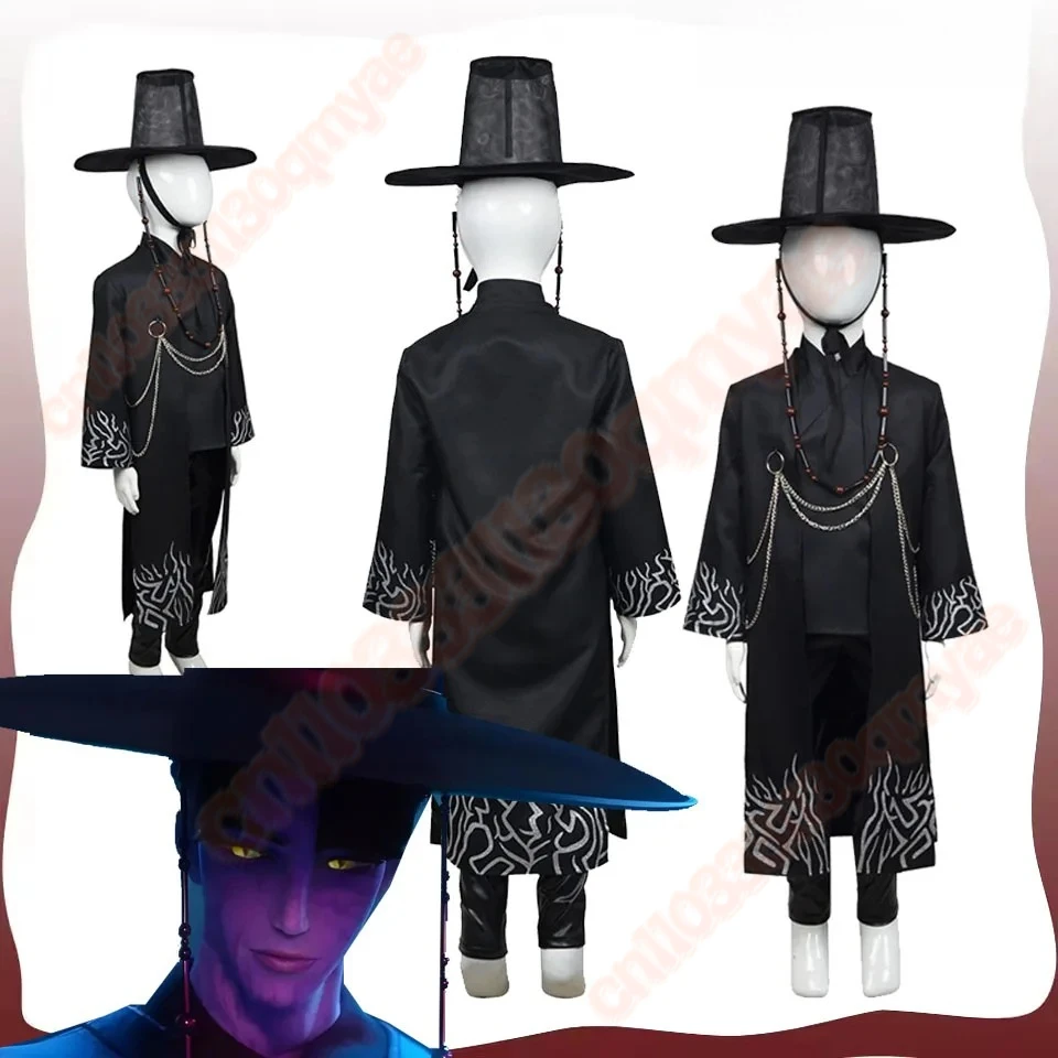 

Kids Jinu Cosplay Costume Saja Boys Demon TV Hunters Roleplay Children Coat Pants Hat Outfits Halloween Carnival Party Suit